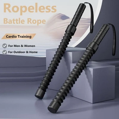 2 Ropeless Battle Rope for Home Gym HIIT Workouts Low-Impact Cardio Training
