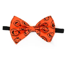 Halloween Men's Costume Orange Pumpkin Faces Pre-tied Clip on Bow Tie