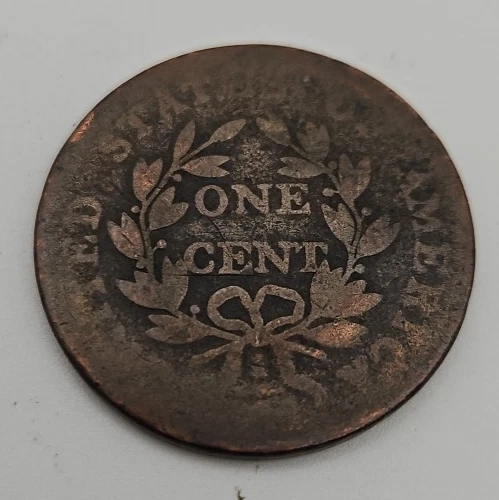 1802 Draped Bust Large Cent - Early U.S. Copper Penny - Raw - Low Grade Key Type - Picture 2 of 2