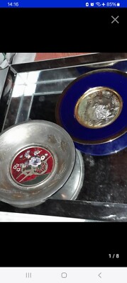  2xVINTAGE the art of chokin plate Japanese Warrior Samurai Vintage&1more EMAILLE