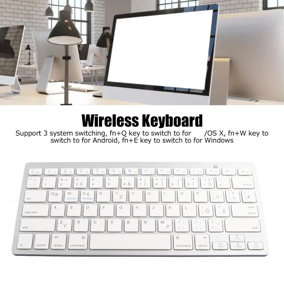 Wireless Keyboard Mini 78 Keys Ultra Thin Portable White Computer Keyboards  - Image 3 of 4