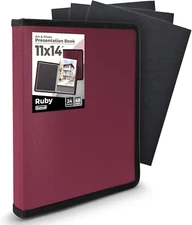 11X14 Art Portfolio Folder Ruby 24 Pockets Display 48 Pages Case Album Binder