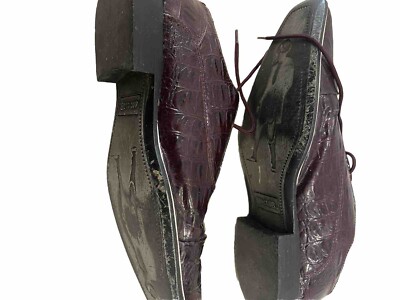 440 Club Mens Dress Shoes Size 8M Burgundy Faux Croc Lace Up Cap Toe | eBay