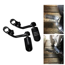 Black 1.25" 1-1/4" 32mm Highway Foot Pegs Fit For Harley Touring Road King Glide