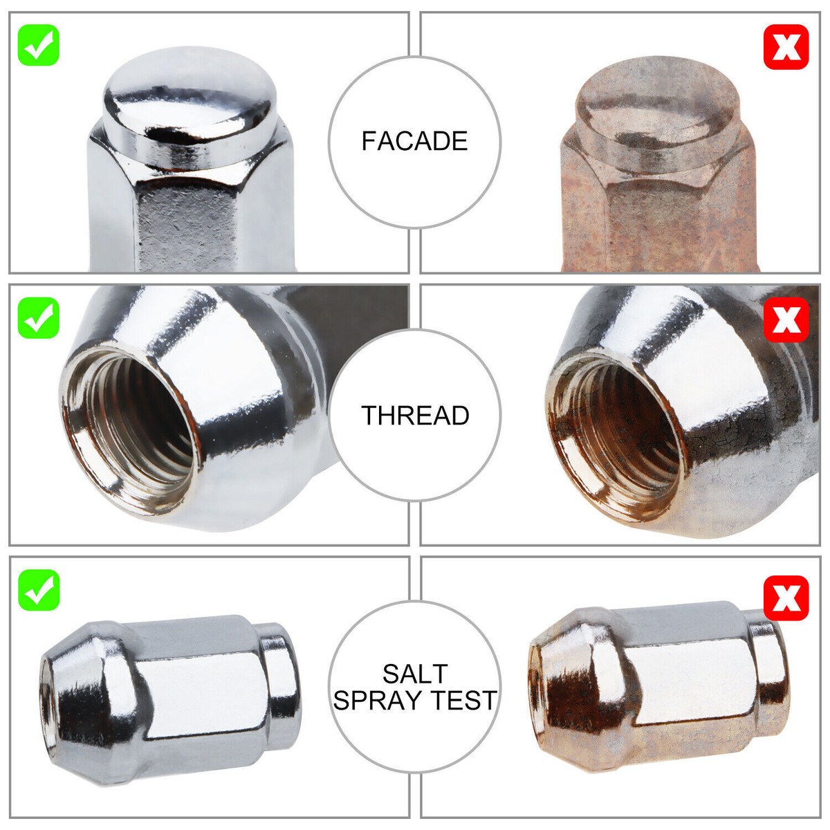 Pack Of 20 Bulge Acorn Lug Nuts - M12x1.5 Thread, 19mm Hex, Chrome Plated Steel