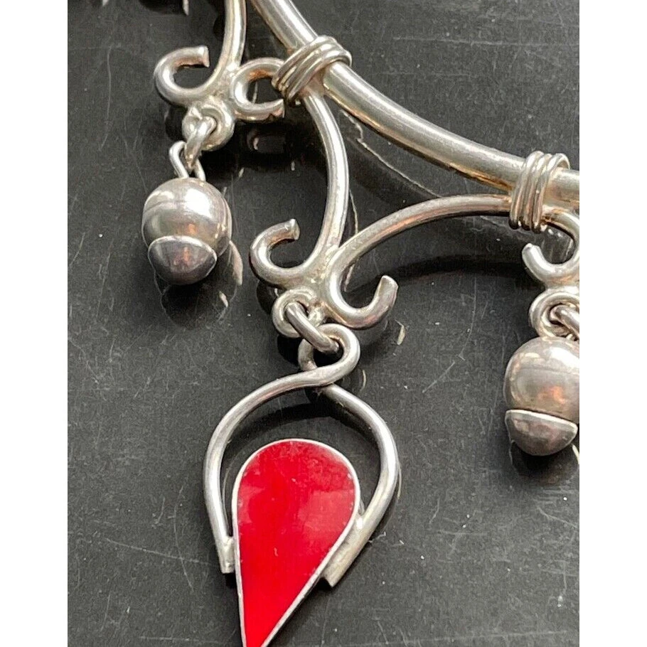 COLLAR DE DISEÑO PLATA ESTERLINA Y CORNALINA DECLARACIÓN CIELO Foto 4 de 4