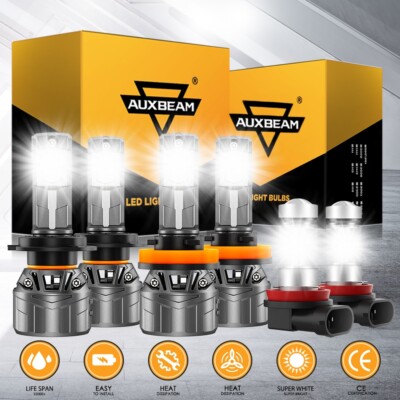 For Ford Fusion 2006-2016 AUXBEAM H7+H11+H11 LED Headlight Fog Bulbs Kit 6500K