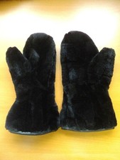 BRAND NEW BLACK SHEARED BEAVER FUR MITTS MITTEN GLOVES MEN MAN SIZE ALL