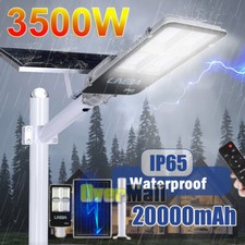 3500W Outdoor Solar Wall Light LED Motion Sensor Bright Flood Street Lamp w/Pole