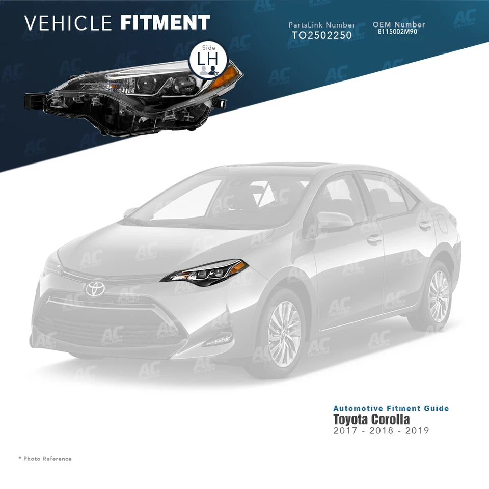 Faro izquierdo del conductor TYC para 17 18 19 Toyota Corolla SE/XLE/XSE Foto 2 de 4