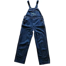 Key Imperial Overalls Mens 38 x 32 Blue Baggy Denim Pants Bib Farmer Distressed