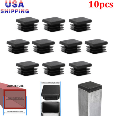 10pc 1'' inch Square Tube Hole Plug Plastic End Cap 1x1 Tubing Glide Tips Insert