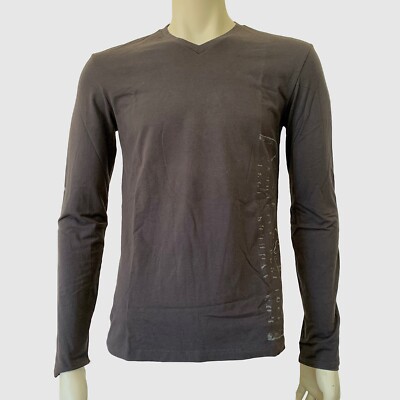 MAGLIA UOMO GUESS NERA MANICA LUNGA TAGLIA M COTONE COLLO A V SLIM