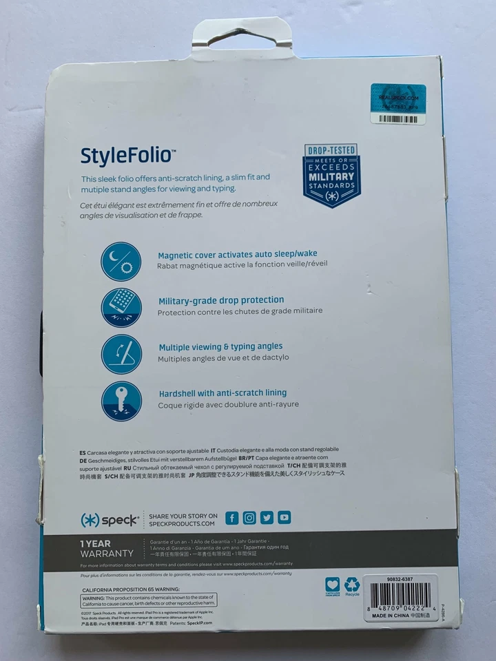 Speck Stylefolio Tablet Grey Case 10.5” iPad Pro Drop Tested Multiple Viewing Ty - Image 4 of 4