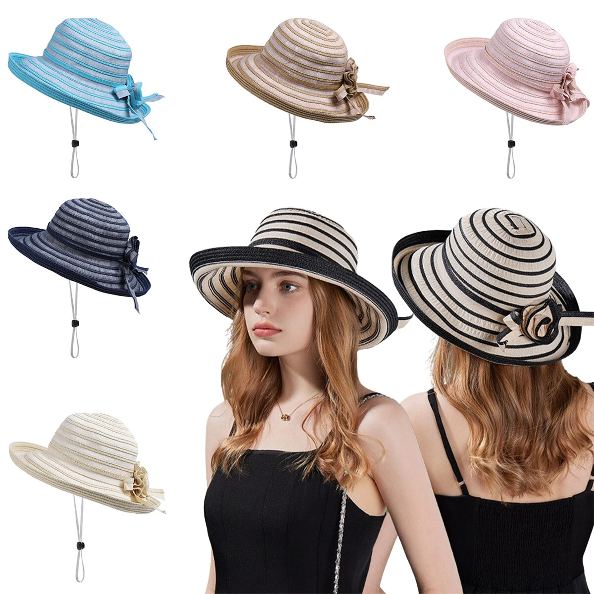 Beach Sun Hats for Womens - Wide Brim Straw Summer Beach Hat with Wind Lanyard
Opens in a new window