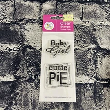 SCRAPPY CAT Clear Stamps BABY GIRL CUTIE PIE PRECIOUS Phrases 2 Stamps Clear