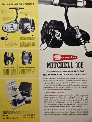 Catalogue moulinet tournant automatique Garcia Mitchell 330 1963 illustration - Photo 1 sur 4