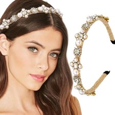 Baroque Rhinestones Headband - Baroque Rhinestones Hairband - 1 Count - Gold