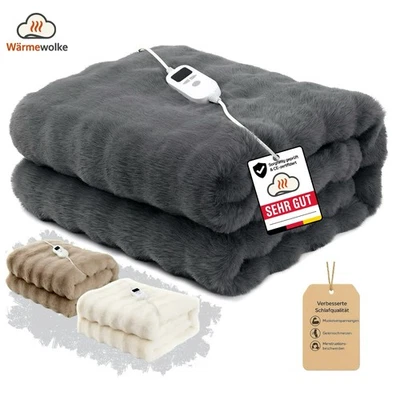 WÄRMEWOLKE Heizdecke elektrisch XXL Wärmeunterbett Wärmedecke Abschaltfunktion Kuscheldecke