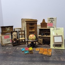 Casa delle bambole miniatura scala 1:12 studio e accessori scrivania scaffale sedia libri sedie