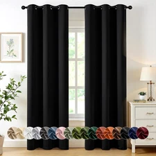 MIULEE Black Blackout Curtains for Bedroom Living Room 84 Inches Long 2 Panels, 