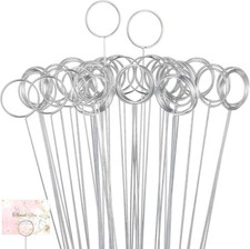 Hotop 30 Pcs Floral Card Holder Pick Metal Wire Flower Place Silver