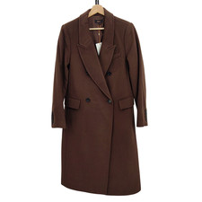 Quince Women Italian Wool Double-Breasted Coat Dark Chocolate Outerwear M