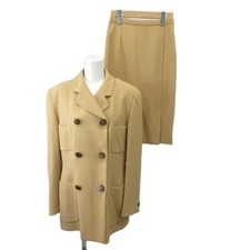 Giorgio Armani 90s Vintage Setup Skirt Suit 38 Beige Double Breasted Wool
