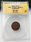 1869/69 Indian Head Cent ANACS RPD FS-301 Snow-3 EF40 Details Corroded