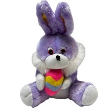 Vintage KH Plush Purple Bunny with Easter Egg Stuffed Animal Lovey 10"