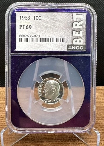1963 Roosevelt Dime 10C NGC PF 69 Custom Chase Bert Purple Core