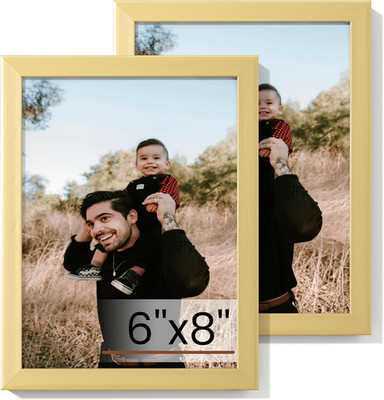 Set of 2 Gold 6x8 Picture Frames for Wall or Tabletop Display | eBay