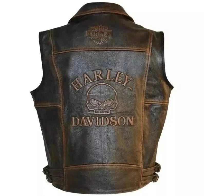 Harley Davidson Vest Men's Motorcycle Knuckle Distressed Biker Genuine leather
Opens in a new window