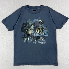 Vintage 90’s Niagara Falls Wolf Nature Blue Shirt Size Medium Made in USA