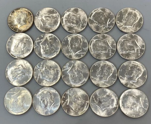 20 1964 BU US 90% Silver Kennedy 50c L24394