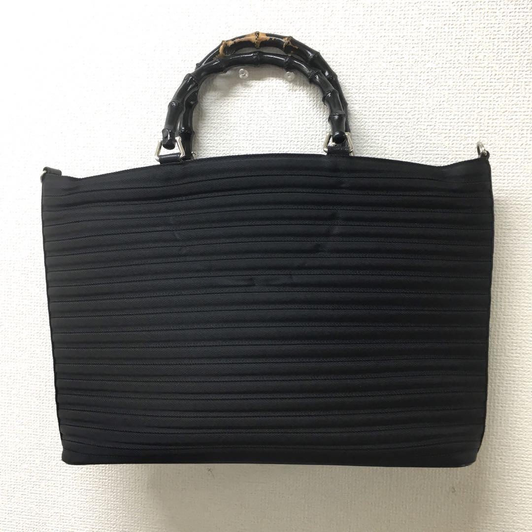 Gucci Black Bamboo A4 Business Handbag Shoulder Bag Fu21