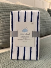 Cloud Island - Crib Fitted Sheet - White with Navy Blue Stripe - Standard - NWT