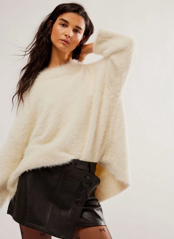 NUEVO SIN ETIQUETAS FREE PEOPLE WYNNE MINIFALDA DE CUERO VEGANO 27/4 NEGRA Foto 4 de 4