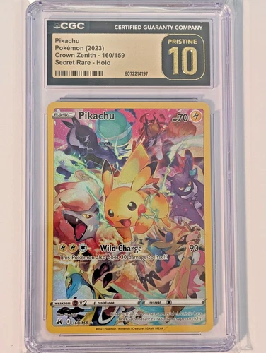 Pikachu 160/159 CGC 10 Pristine Crown Zenith Pokémon TCG Secret Rare