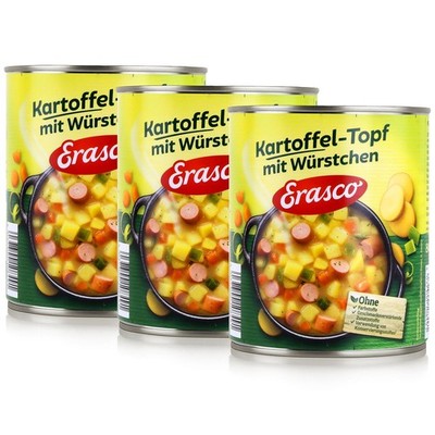 Erasco Kartoffel-Topf mit Würstchen 800g Fertigessen (3er Pack)