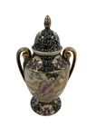 Japanese Satsuma Style Lidded Urn Vase Hand Painted Gilt Ginger Jar Signed Home