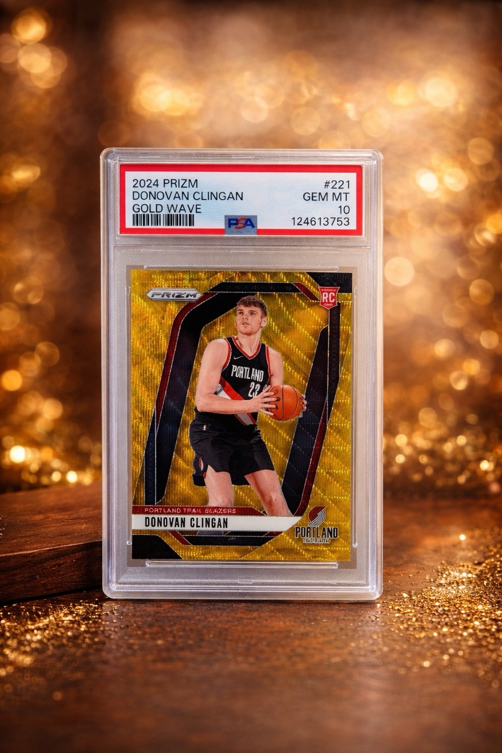 2024 Panini Prizm Donovan Clingan Gold Wave RC #221 /10 PSA 10