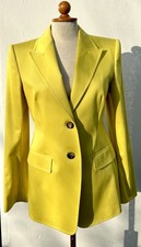 Escada Blazer Jacke elegant einreihig gelb limone Baumwolle Elasthan 36