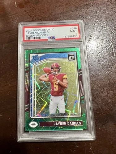 2024 Panini Donruss Optic Rated Rookie Jayden Daniels #248 Green Velocity PSA 9