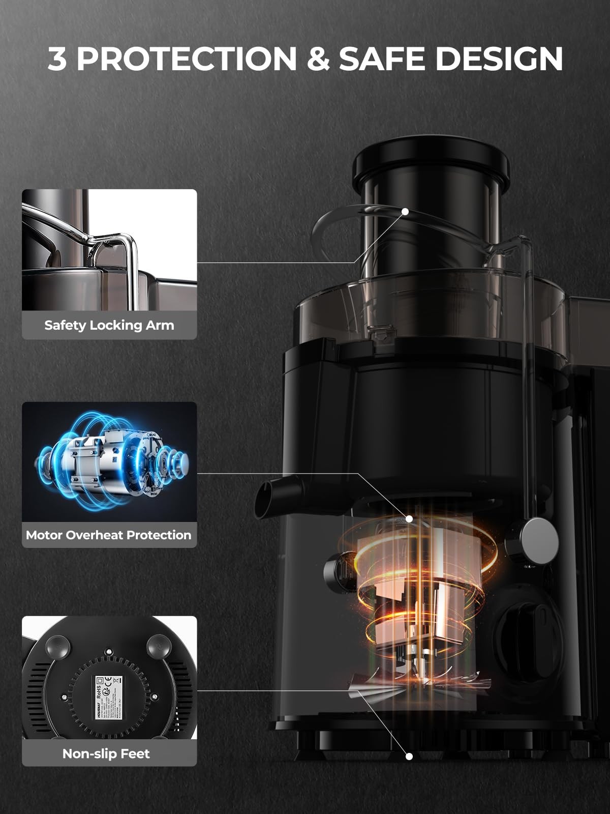 Juicer Machines Whole Fruit and Vegetables with 3-Speed Setting Upgraded Version