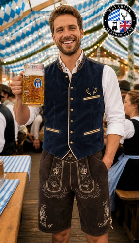 Mens Bavarian Waistcoat Velvet Vest Oktoberfest German Tavern Fancy Dress