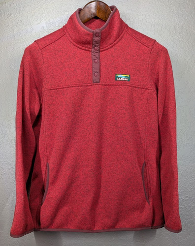 LL Bean Snap T Jacket Women's L Red Fleece Pullover LL Bean Outdoor Sweater