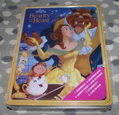 DISNEY ACTIVITY TIN BOX ( BEAUTY & THE BEAST ) STORY / COLOURING / ETC - SEALED