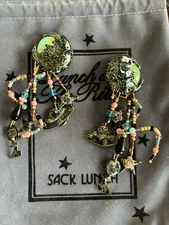 Lunch At The Ritz EVENING clip Earrings; HAND SIGNED '89; New/NEVER WORN!