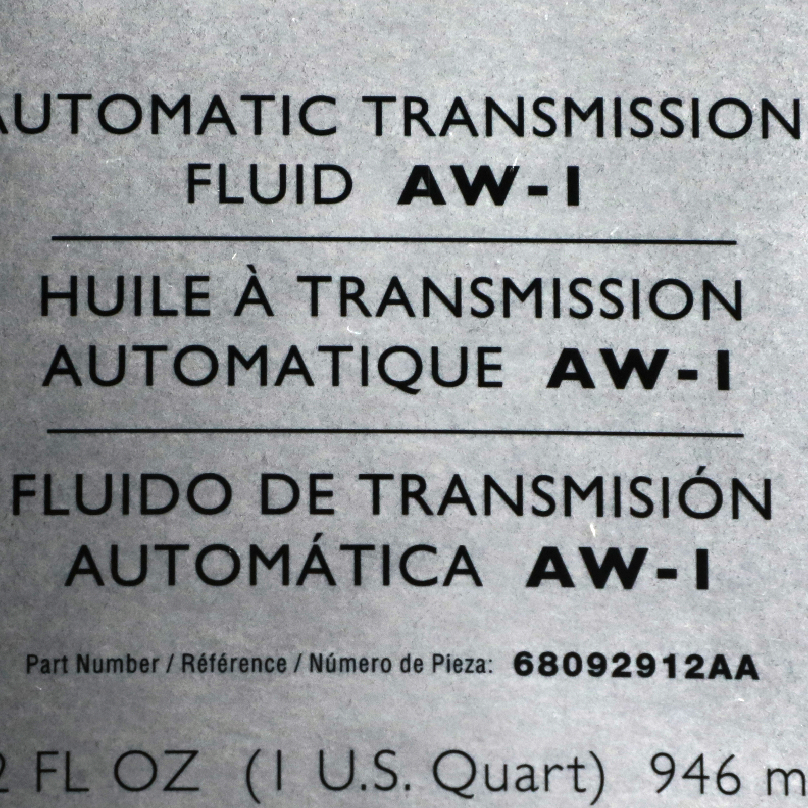 FIAT AUTOMATIC TRANSMISSION FLUID AW1 QUART 32 FL OZ. OEM MOPAR